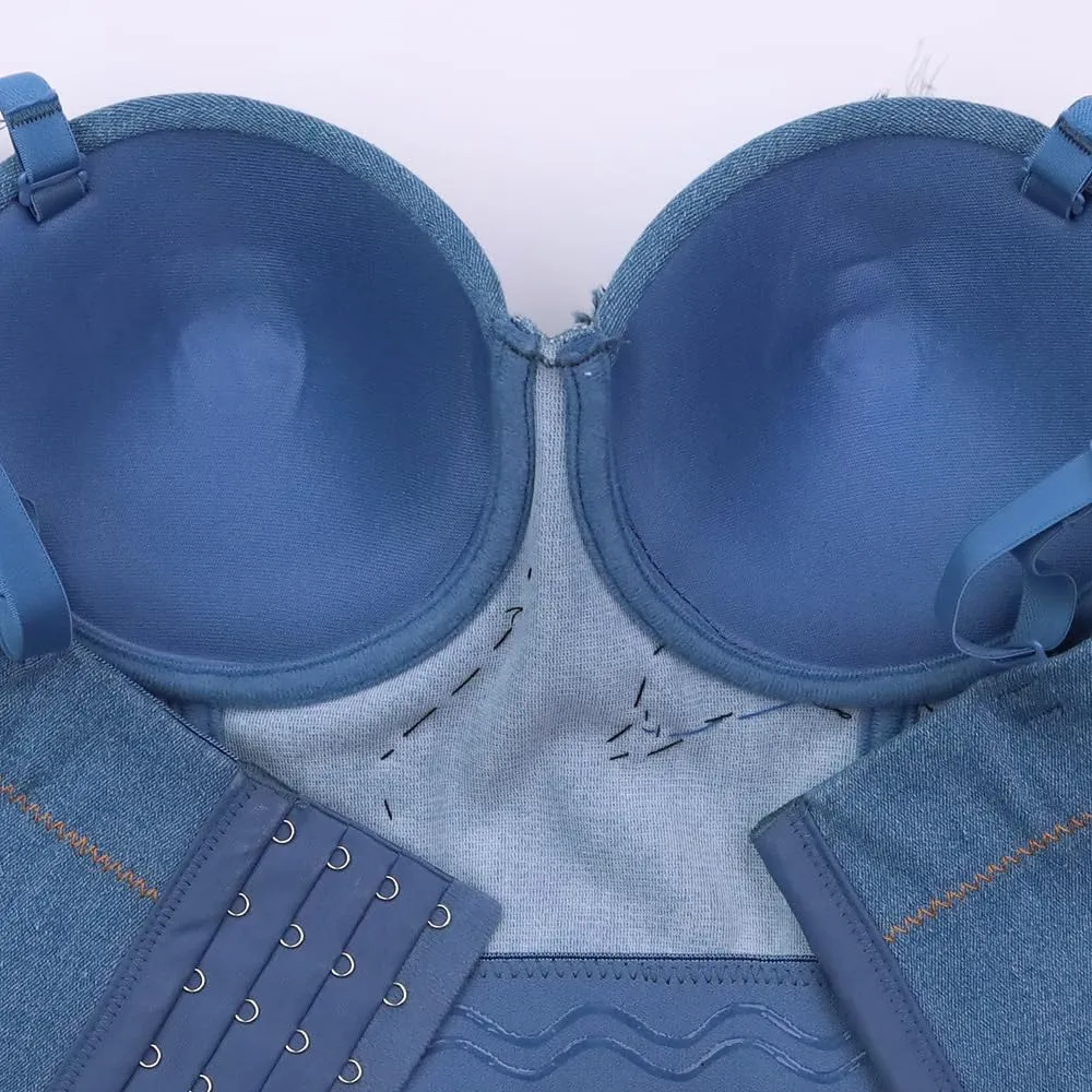 Stretch Denim Five-pointed Star Camisole for Women with Embroidery Camisole Hand Made Rhinestone Tanks Tops
