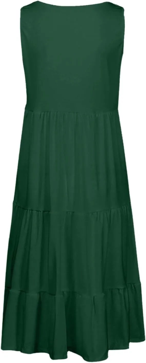 Sundresses for Women 2025 Sleeveless Cute Petite Mini Dress Tiered Summer Flowy Boho Sundress Beach Wear Spring Tank Dresses