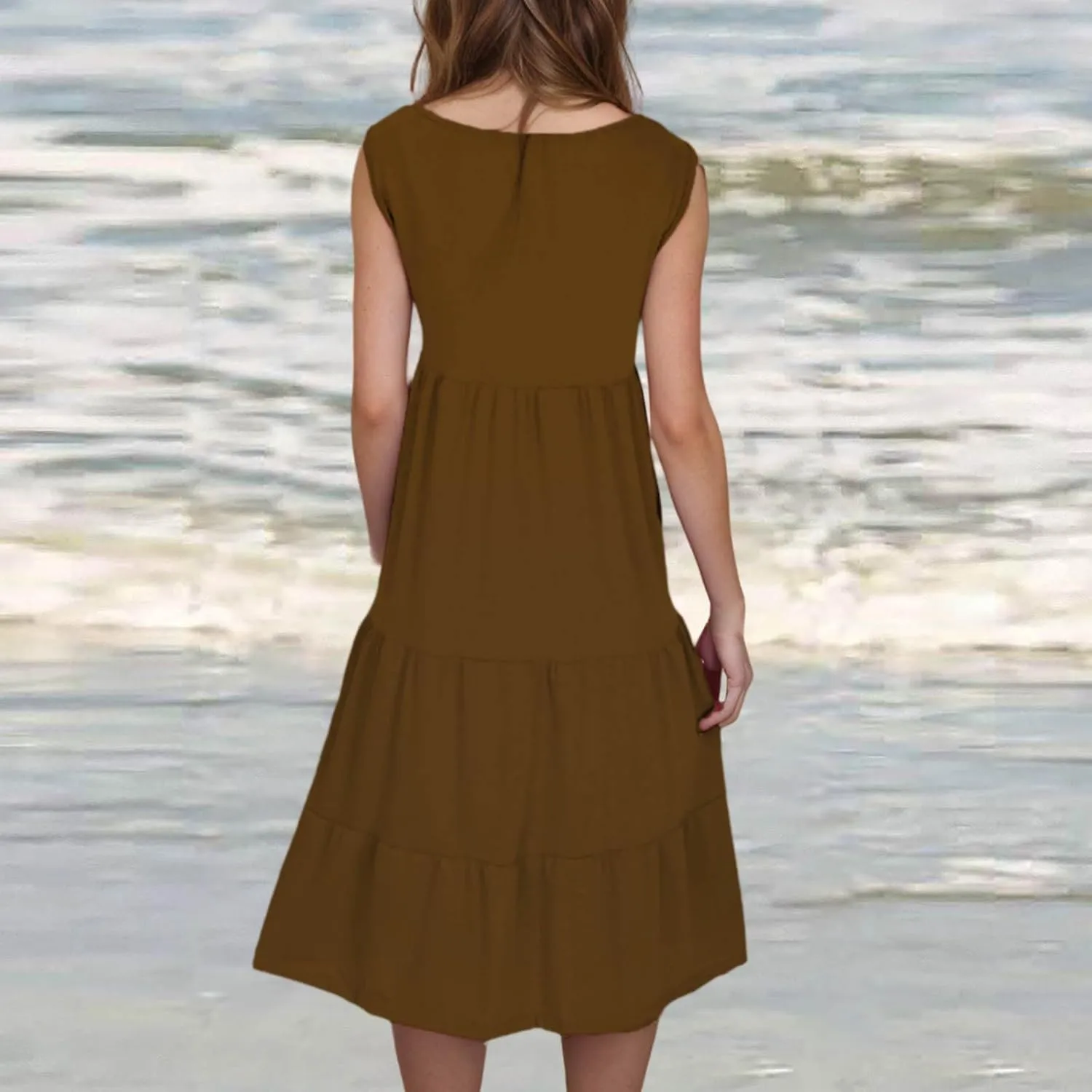 Sundresses for Women 2025 Sleeveless Cute Petite Mini Dress Tiered Summer Flowy Boho Sundress Beach Wear Spring Tank Dresses