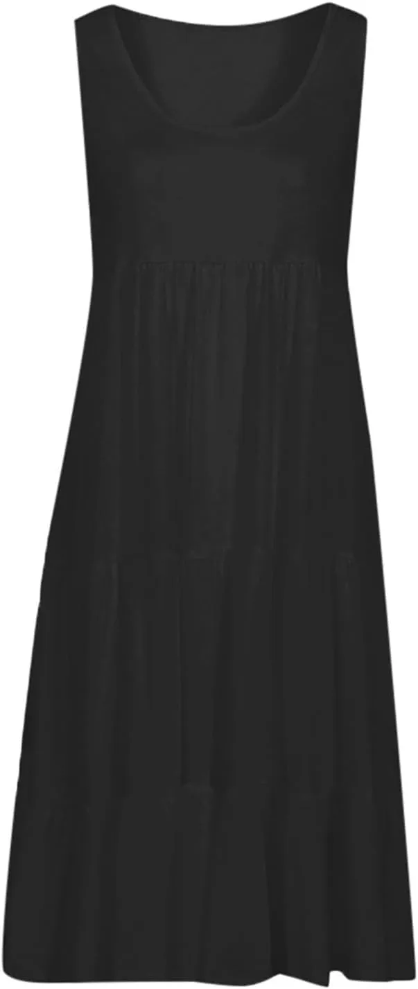 Sundresses for Women 2025 Sleeveless Cute Petite Mini Dress Tiered Summer Flowy Boho Sundress Beach Wear Spring Tank Dresses