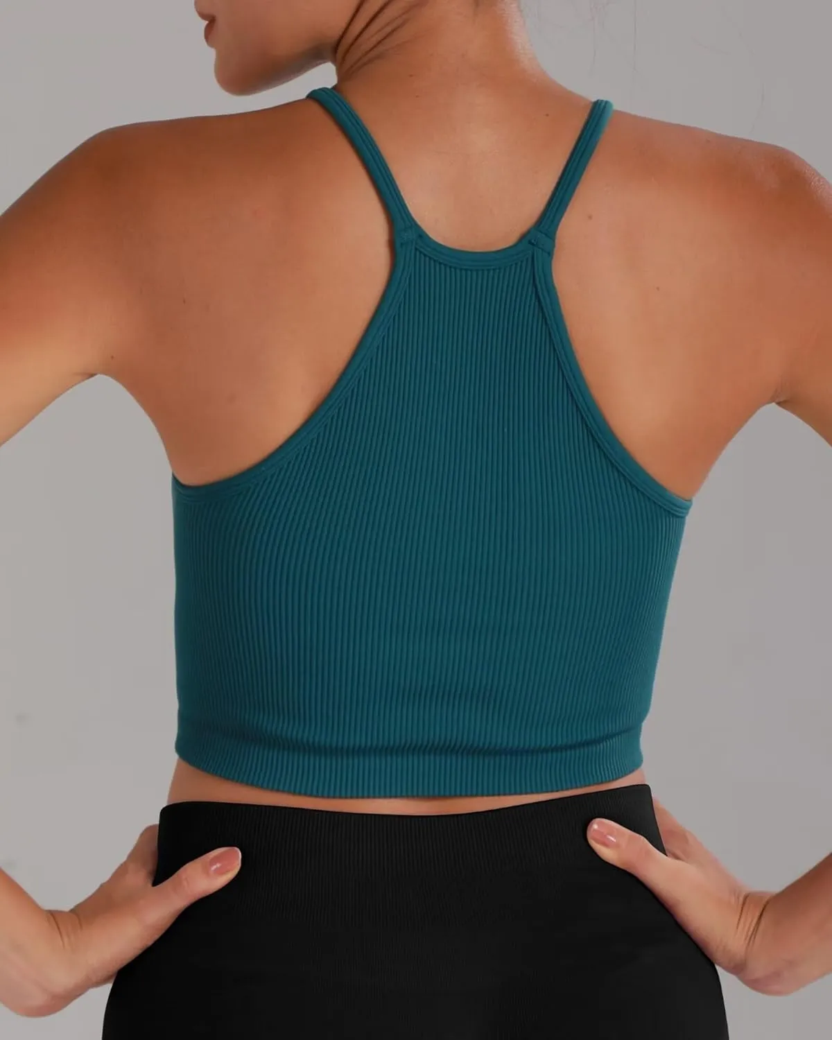 Sunzel Free to Be Tank, Crop Ribbed Tank Tops Seamless Racerback Camisoles No pad Camis Cropped Workout Gym Yoga