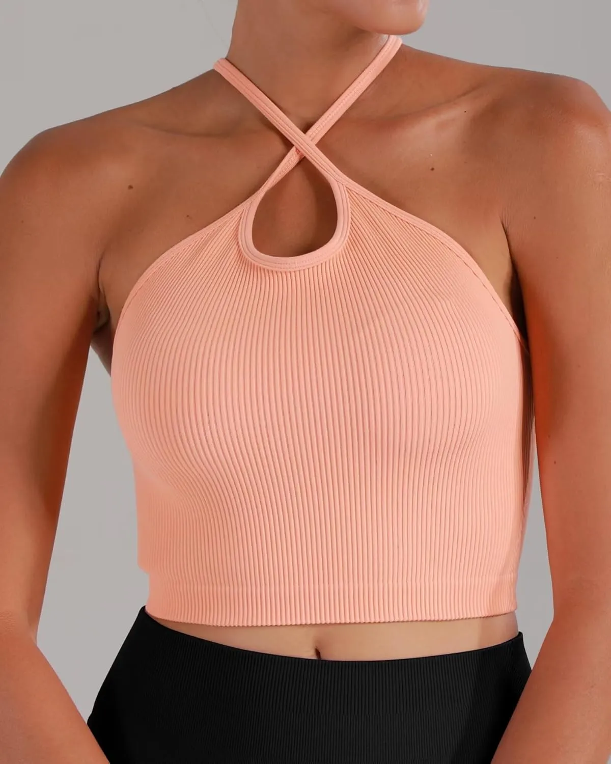 Sunzel Free to Be Tank, Crop Ribbed Tank Tops Seamless Racerback Camisoles No pad Camis Cropped Workout Gym Yoga