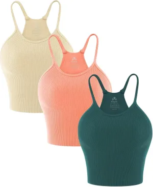 Sunzel Free to Be Tank, Crop Ribbed Tank Tops Seamless Racerback Camisoles No pad Camis Cropped Workout Gym Yoga