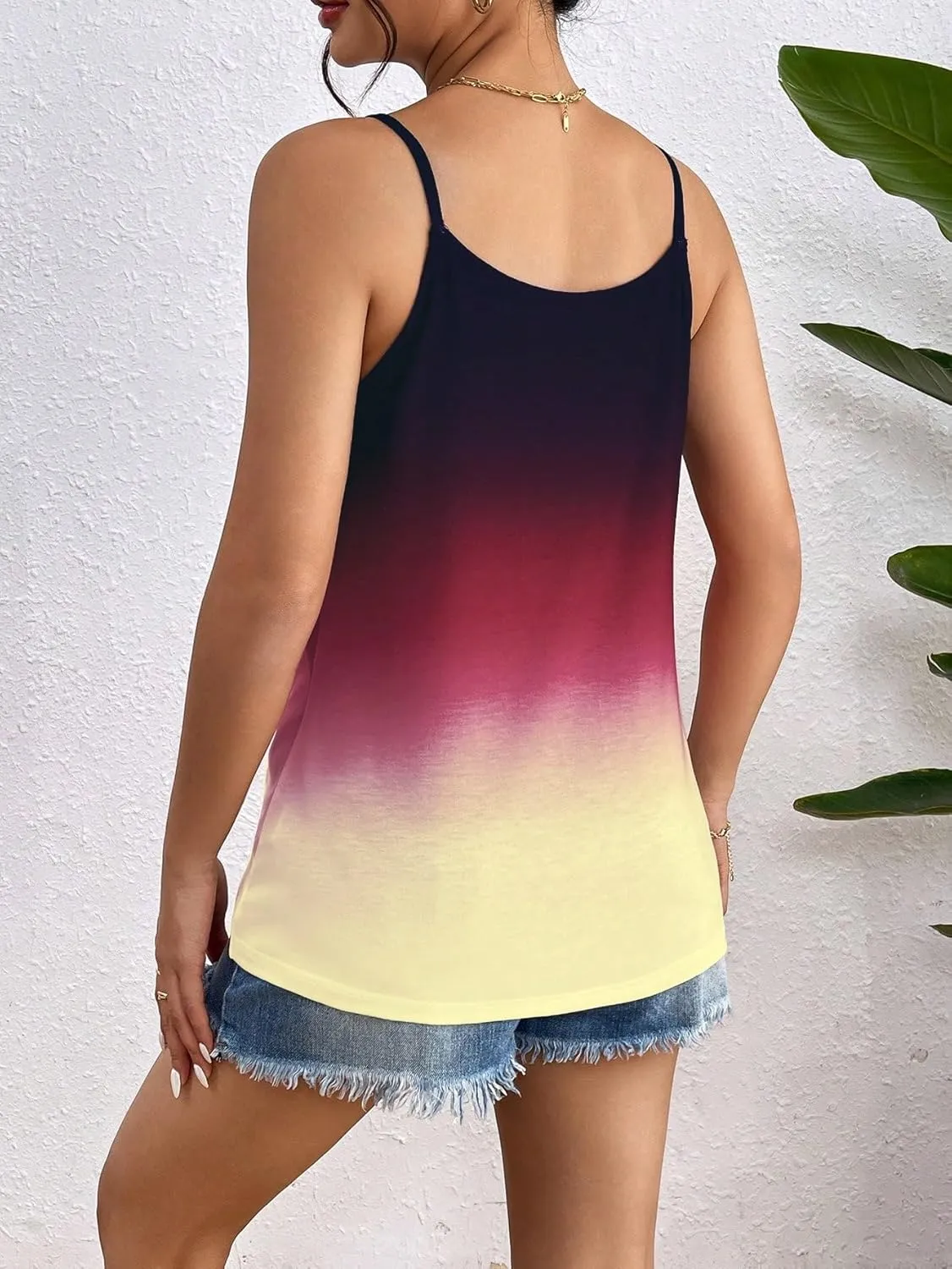 SweatyRocks Women's Colorblock Asymmetrical Hem Camisoles Sleeveless Wrap Cami Tops