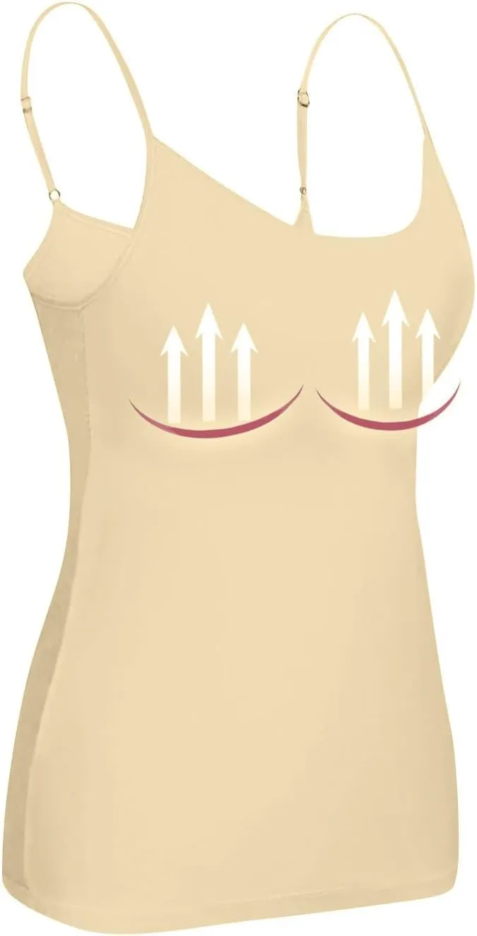 Tank Top with Built in Bra for Women Sports Cute Cami Shirts Spring Summer Workout Camisoles Sleeveless Under Clothes