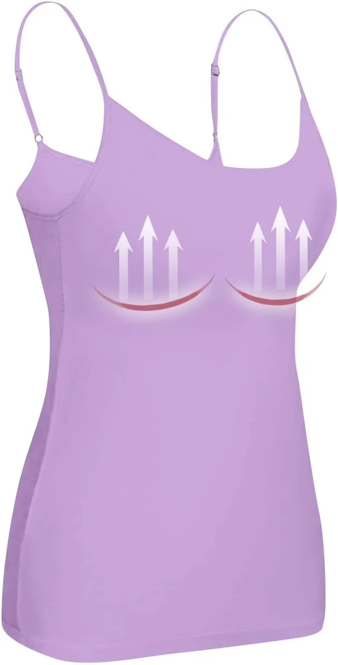 Tank Top with Built in Bra for Women Sports Cute Cami Shirts Spring Summer Workout Camisoles Sleeveless Under Clothes