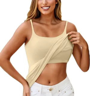 Tank Top with Built in Bra for Women Sports Cute Cami Shirts Spring Summer Workout Camisoles Sleeveless Under Clothes