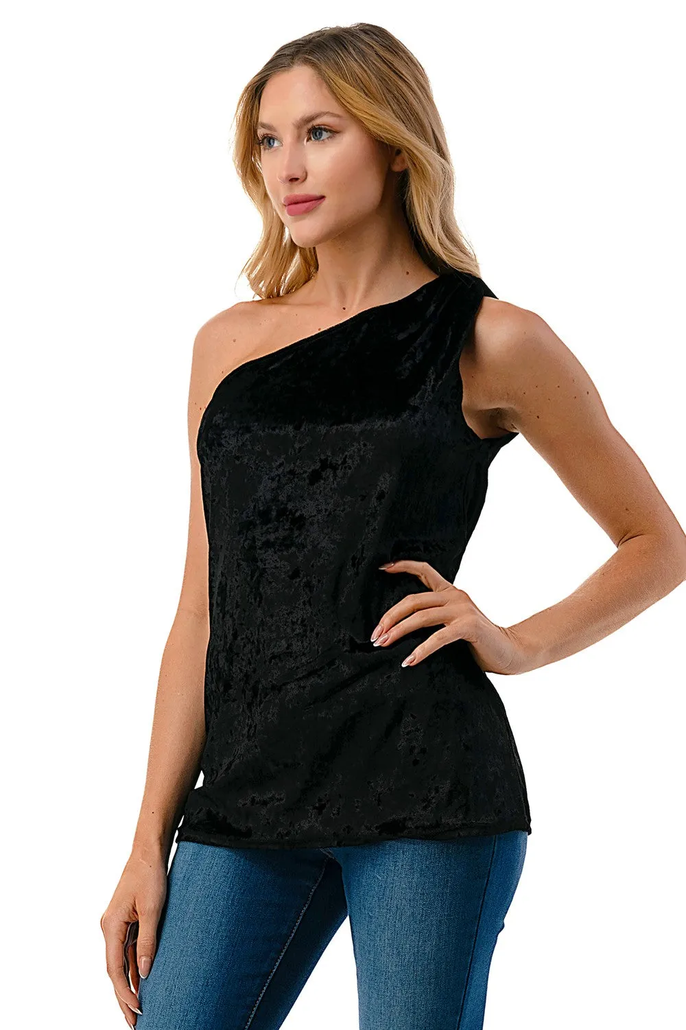 Veronica Velvet One Shoulder Top