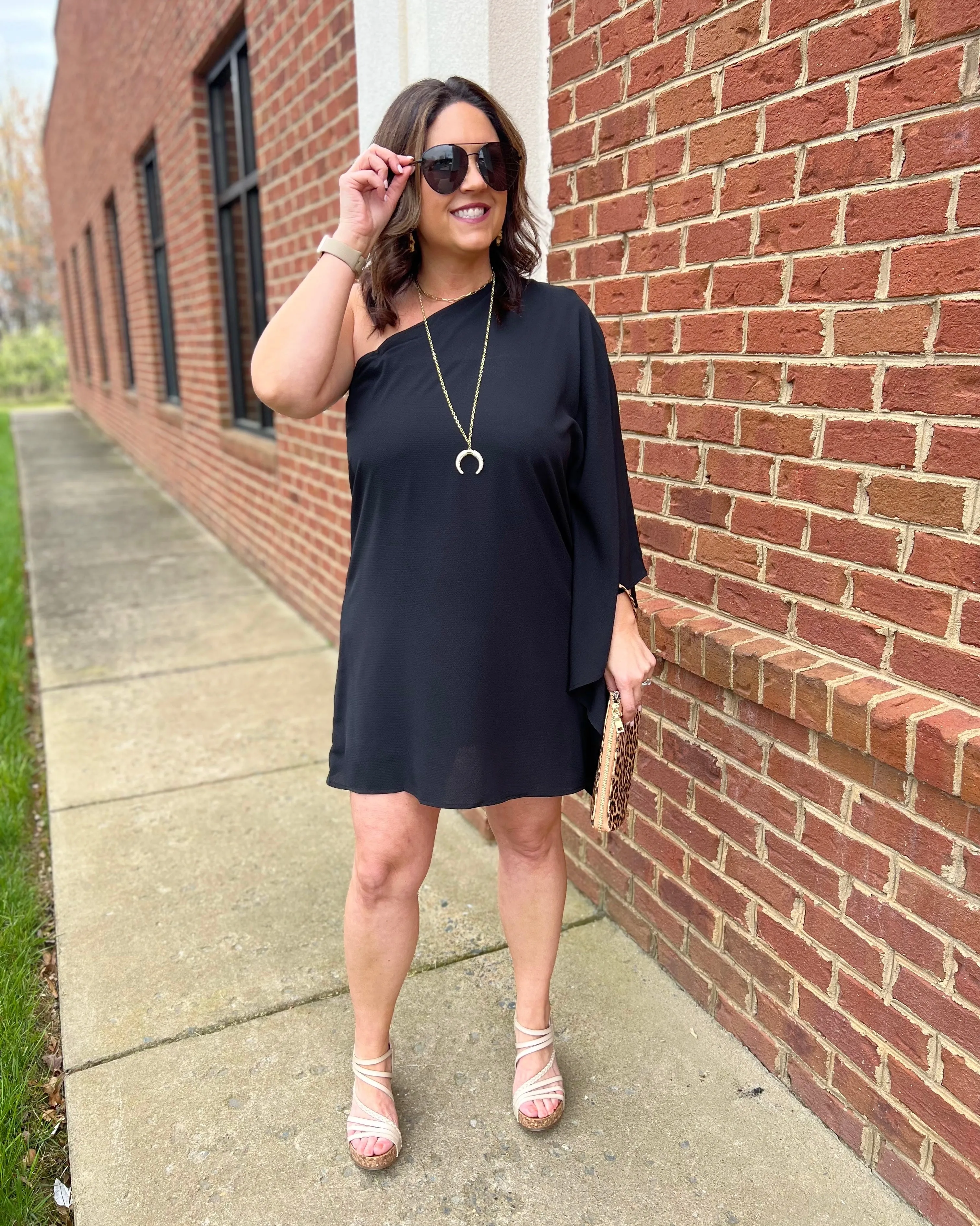 Vicki One Shoulder Dress in Black FINAL SALE
