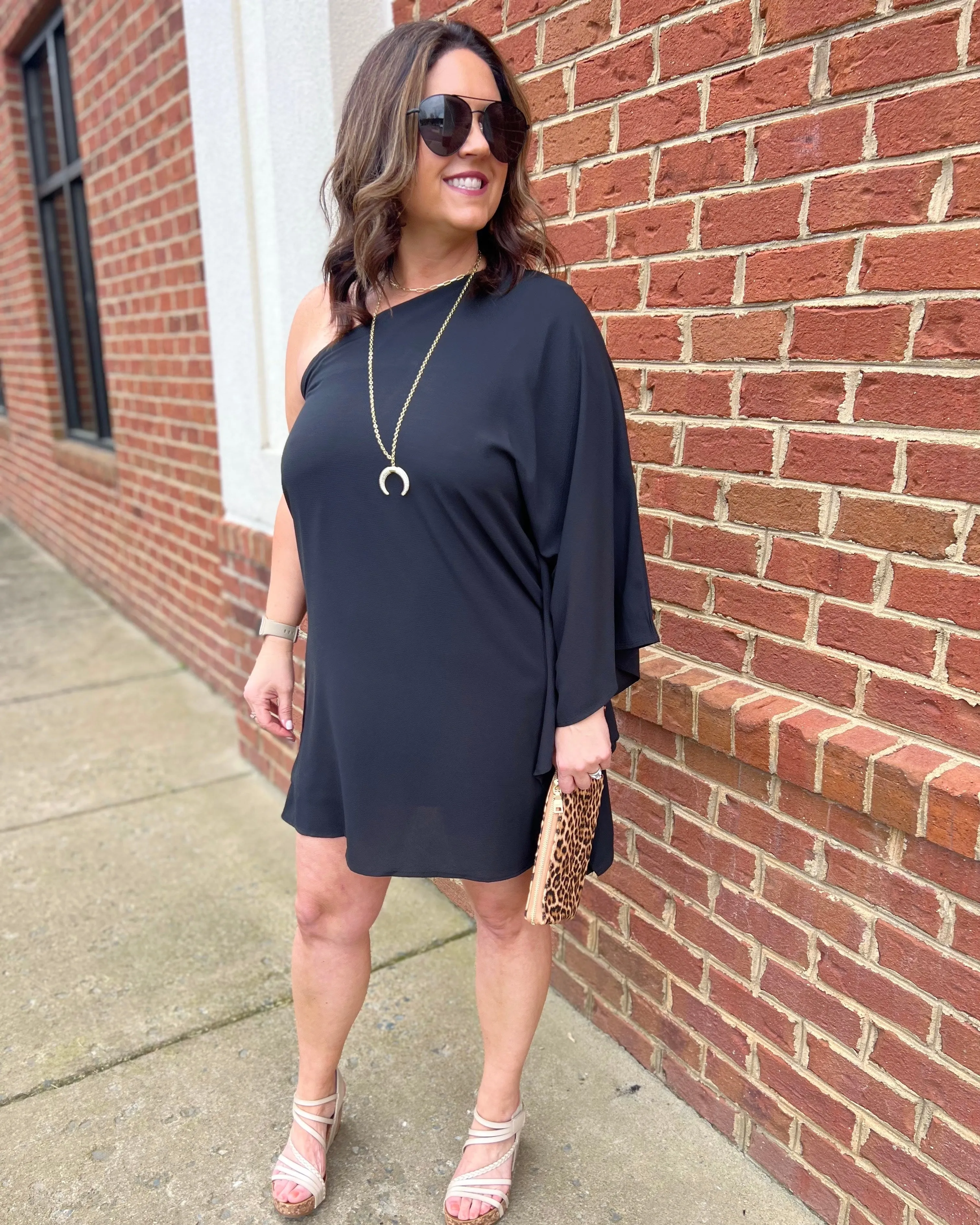 Vicki One Shoulder Dress in Black FINAL SALE