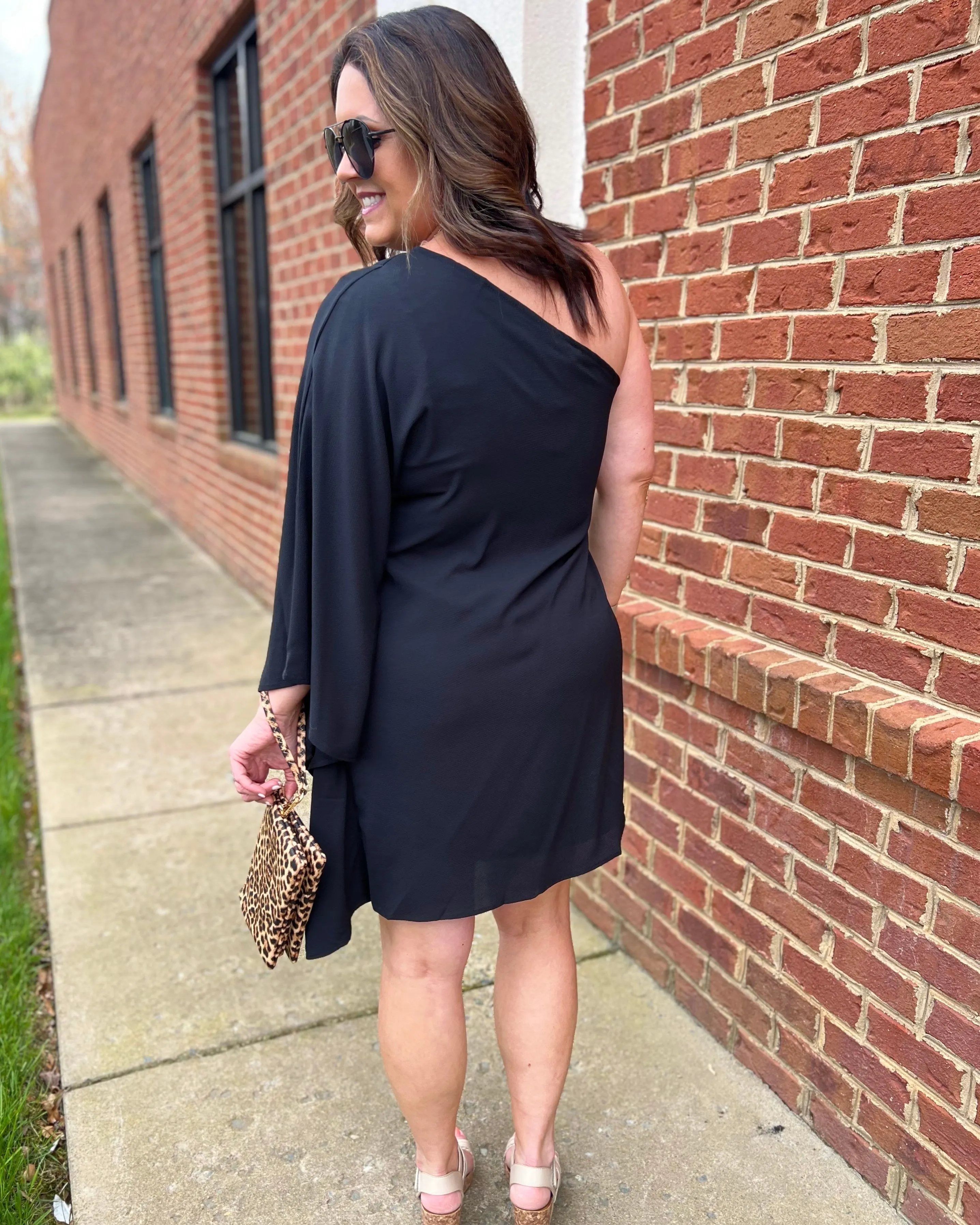 Vicki One Shoulder Dress in Black FINAL SALE