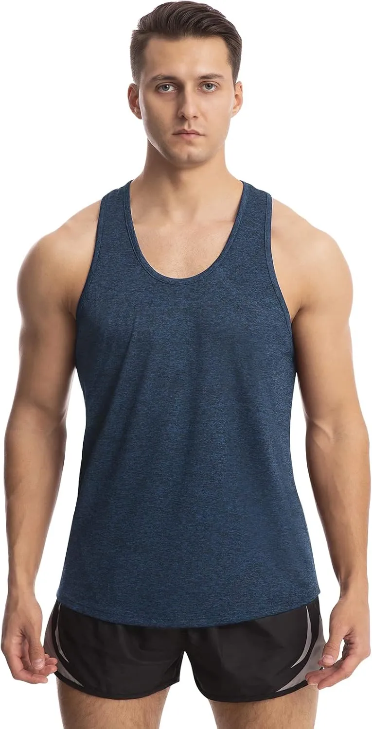 Vislivin Workout Tank Tops for Men Quick Dry Y-Back Tanks Bodybuilding Sleeveless Shirts-4 Packs