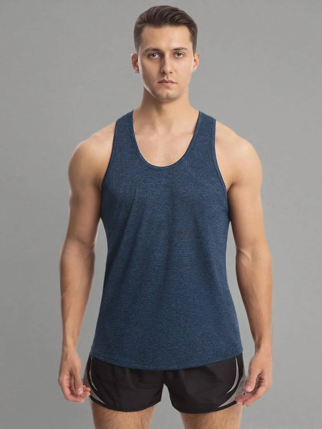 Vislivin Workout Tank Tops for Men Quick Dry Y-Back Tanks Bodybuilding Sleeveless Shirts-4 Packs