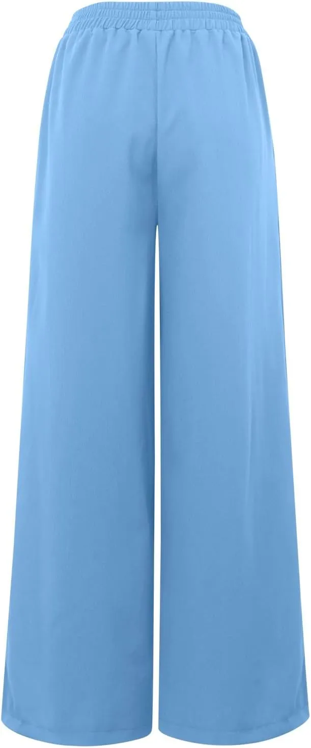 Wide Leg Pants for Women Winter Button Sports Pants with Pockets Barrel Pants Elastic Waist