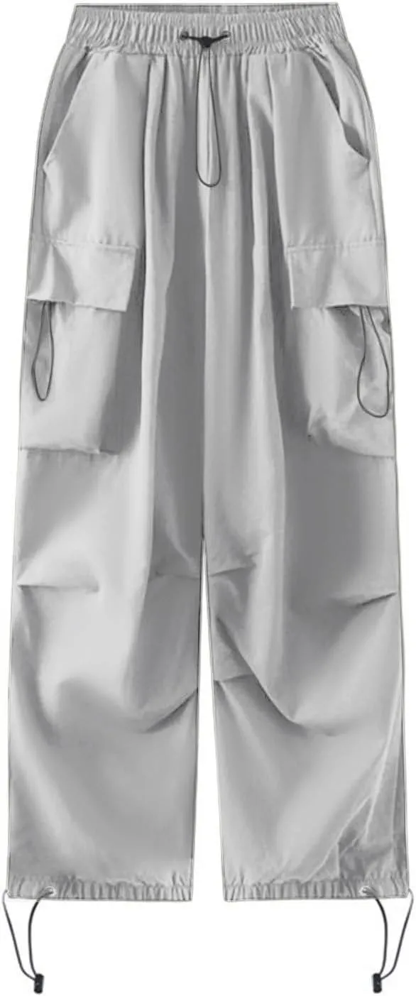 Wide Leg Pants for Women Winter Button Sports Pants with Pockets Barrel Pants Elastic Waist