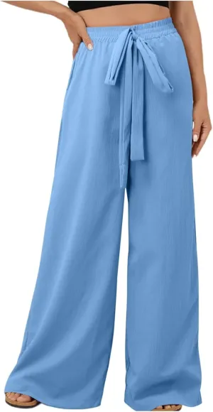 Wide Leg Pants for Women Winter Button Sports Pants with Pockets Barrel Pants Elastic Waist