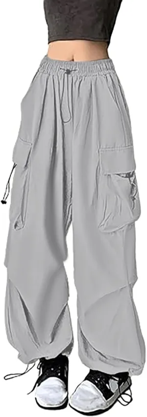 Wide Leg Pants for Women Winter Button Sports Pants with Pockets Barrel Pants Elastic Waist