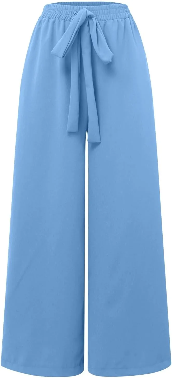 Wide Leg Pants for Women Winter Button Sports Pants with Pockets Barrel Pants Elastic Waist