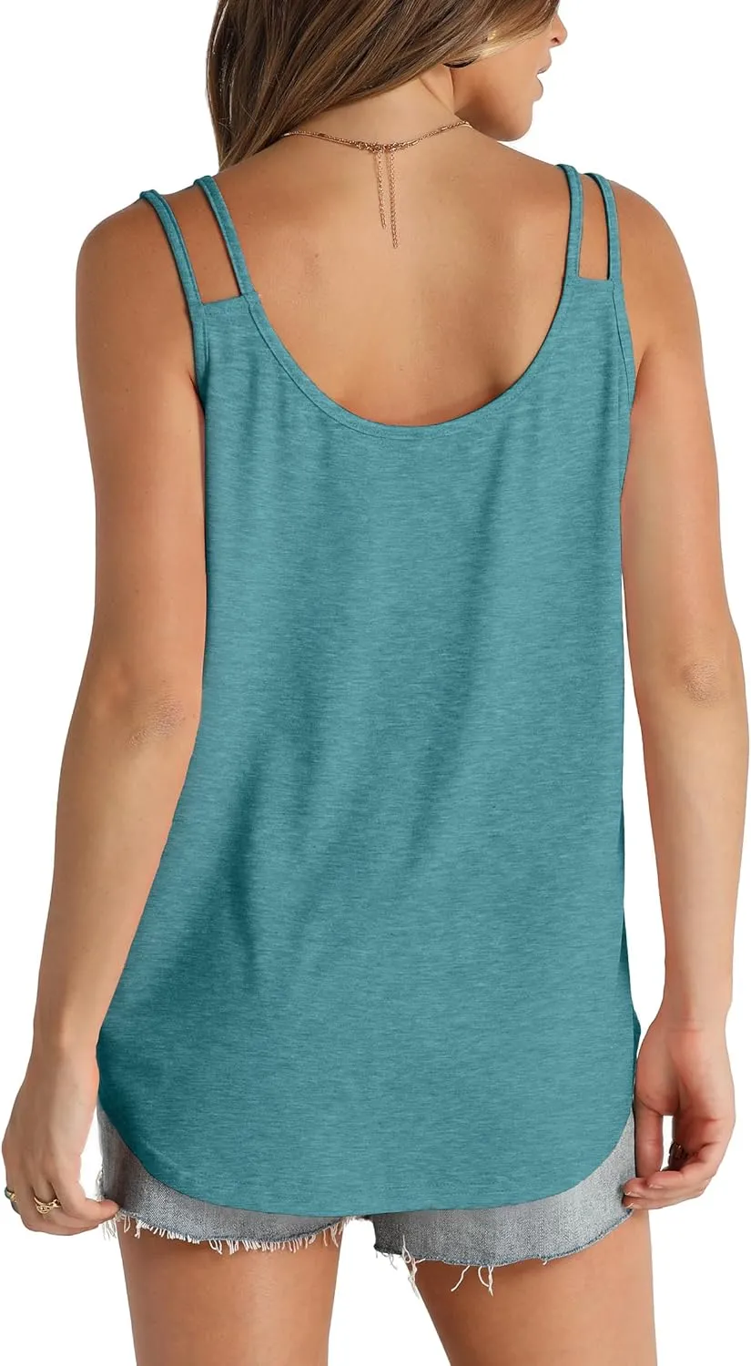 WIHOLL Women Tank Top Casual Summer Tops 2024 Fashion Spaghetti Strap Sleeveless V Neck Shirts Sexy Camisoles