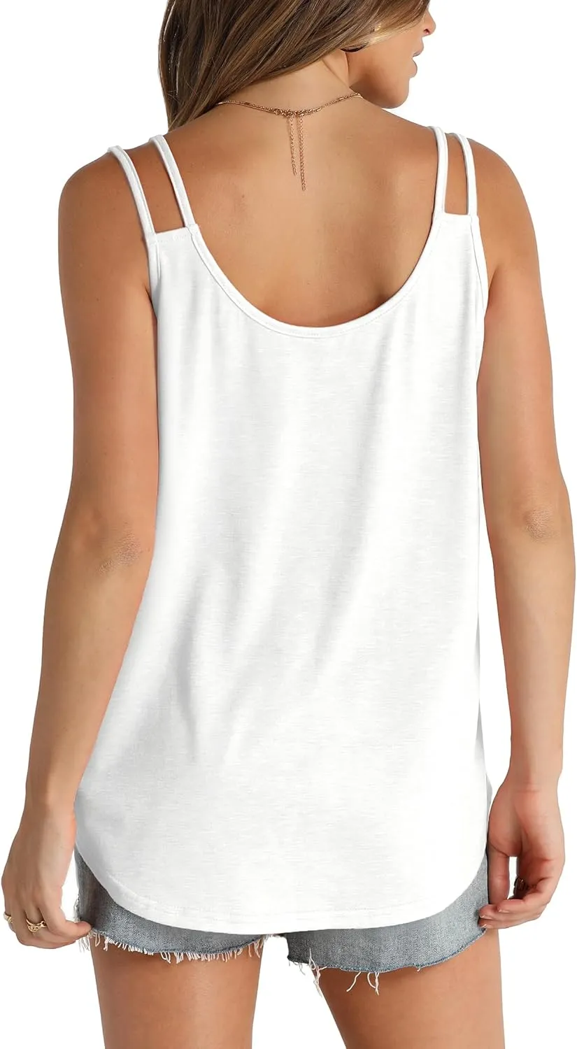 WIHOLL Women Tank Top Casual Summer Tops 2024 Fashion Spaghetti Strap Sleeveless V Neck Shirts Sexy Camisoles