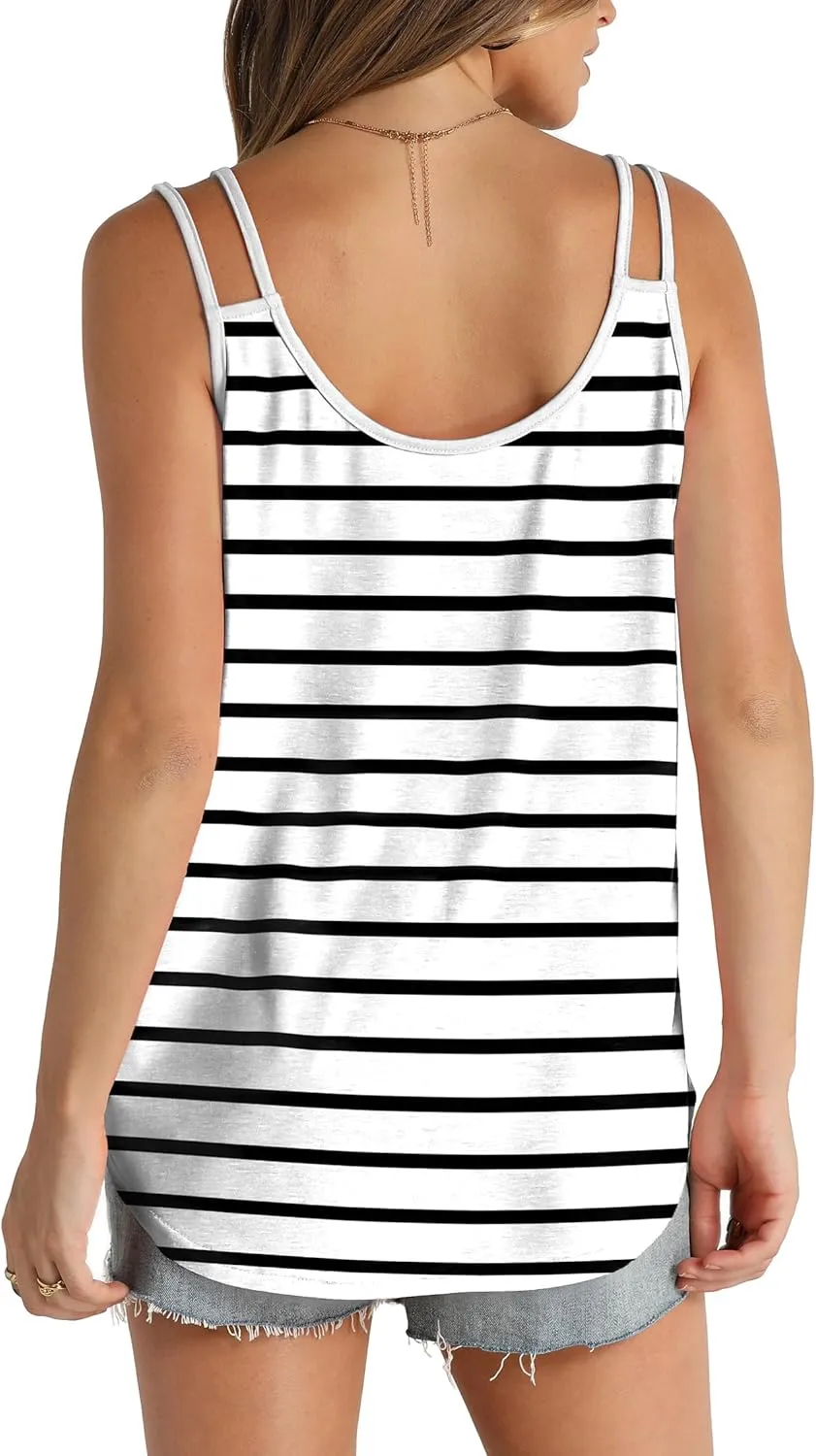 WIHOLL Women Tank Top Casual Summer Tops 2024 Fashion Spaghetti Strap Sleeveless V Neck Shirts Sexy Camisoles