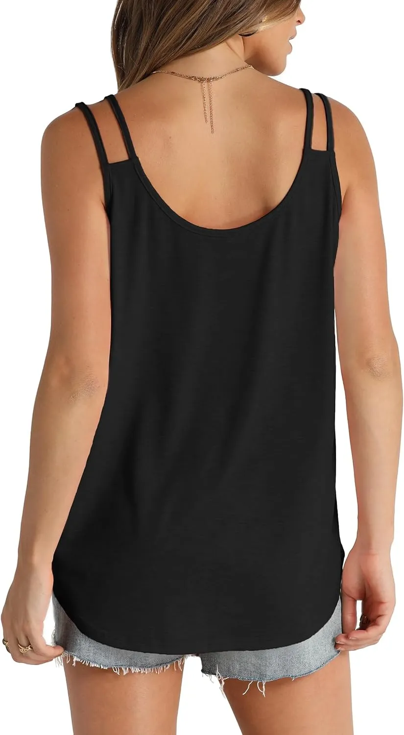WIHOLL Women Tank Top Casual Summer Tops 2024 Fashion Spaghetti Strap Sleeveless V Neck Shirts Sexy Camisoles