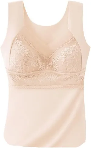 Winter Thermal Underwear Lace Camisoles Vest Corset Padded Fleece Lined Warm Undershirt Brassiere
