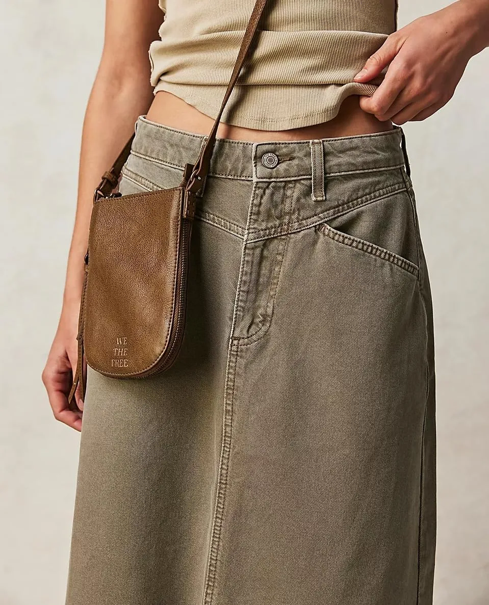 Women Mid Rise Denim Long Skirt Button Down A Line Jeans Skirt Bodycon Maxi Skirt Vintage Streetwear