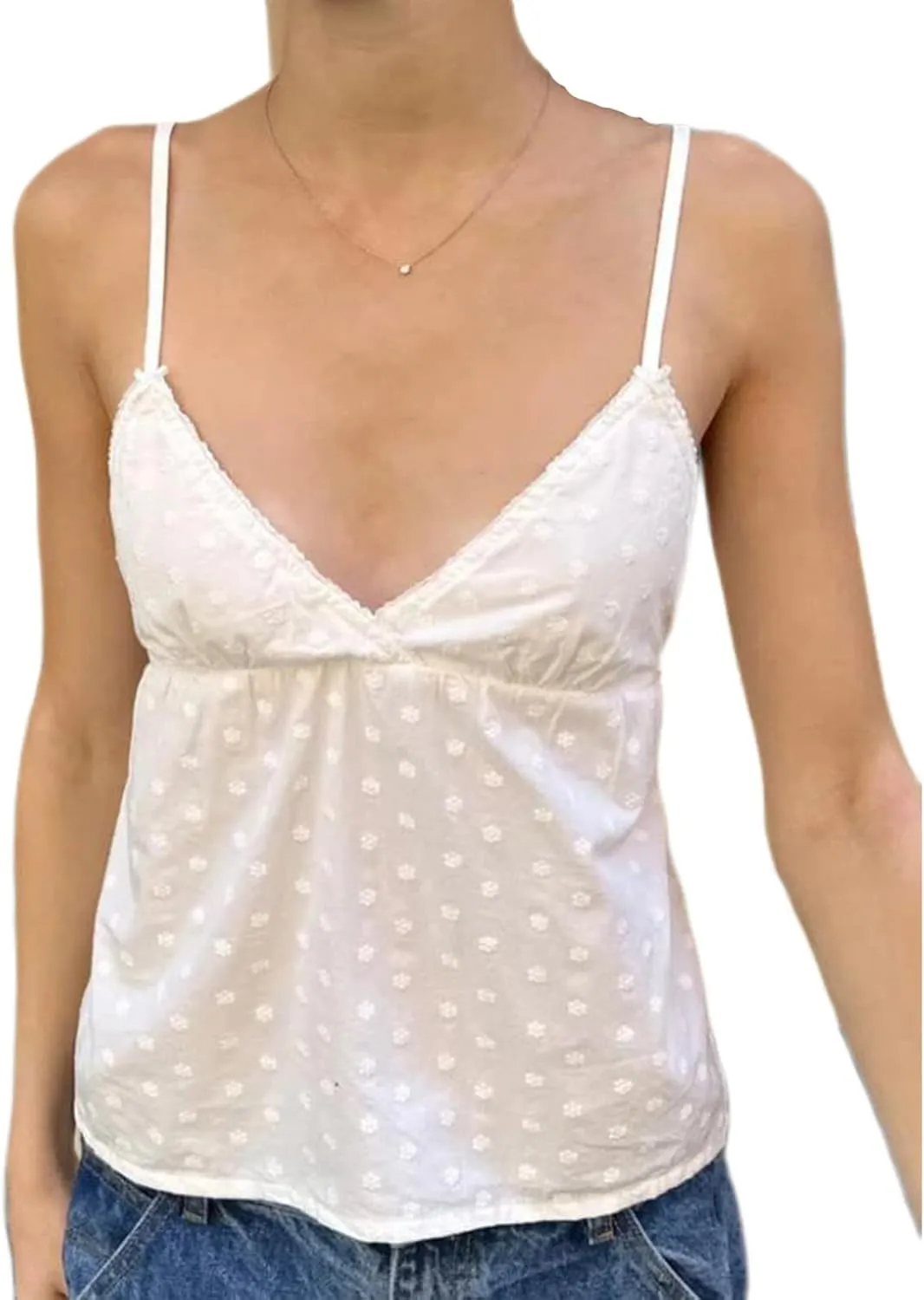 Women Plaid Spaghetti Strap Tops Y2k Lace Trim V Neck Backless Camisole Summer Slim Fit Sleeveless Tank Top