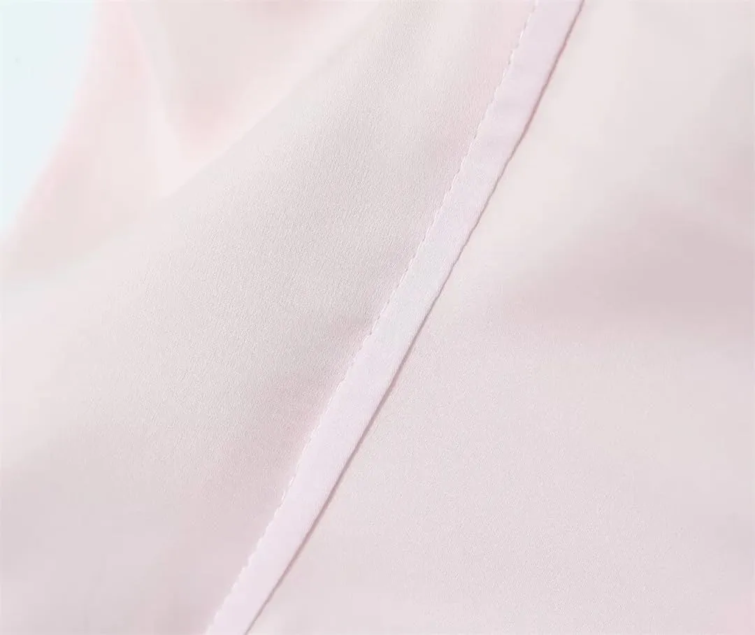 Women Sexy Spliced Ruched Slash Collar Summer Satin Tanks Contrast Color Crop Camisole