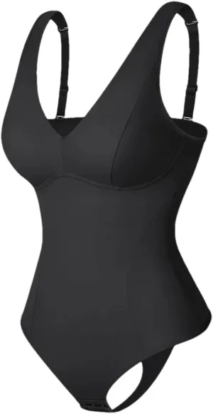 Women Shapewear Bodysuit Thong Waist Trainer Body Shaper Slimming Built-In Bra Camisoles Underwear