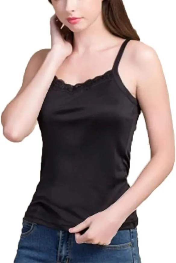 Women Silk Camis Silk Knitted Lace Camisoles Vest