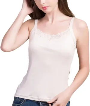 Women Silk Camis Silk Knitted Lace Camisoles Vest