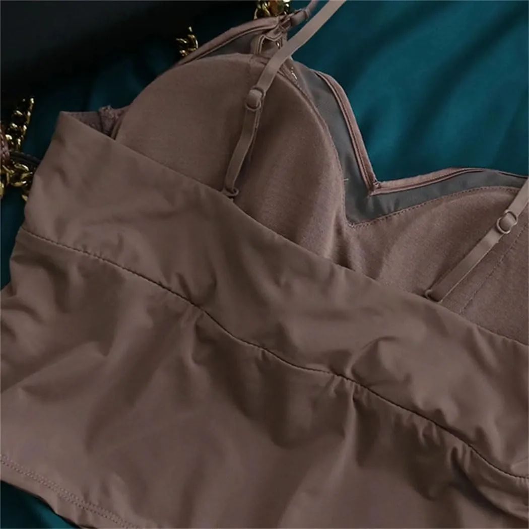 Women Spaghetti Strap Camisole Solid Color Tanks 100%Mulberry Silk Lining Camisole Padded Bralette Tube Top