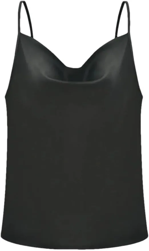 Women Spaghetti Strap Satin Camisole Tops Solid Color Tanks Femme Basic Sleeveless Cami Vest