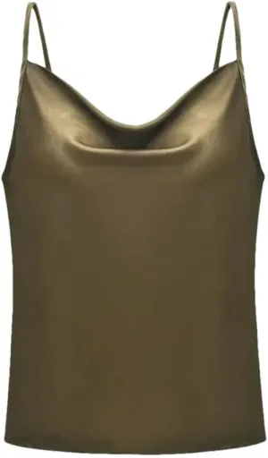 Women Spaghetti Strap Satin Camisole Tops Solid Color Tanks Femme Basic Sleeveless Cami Vest