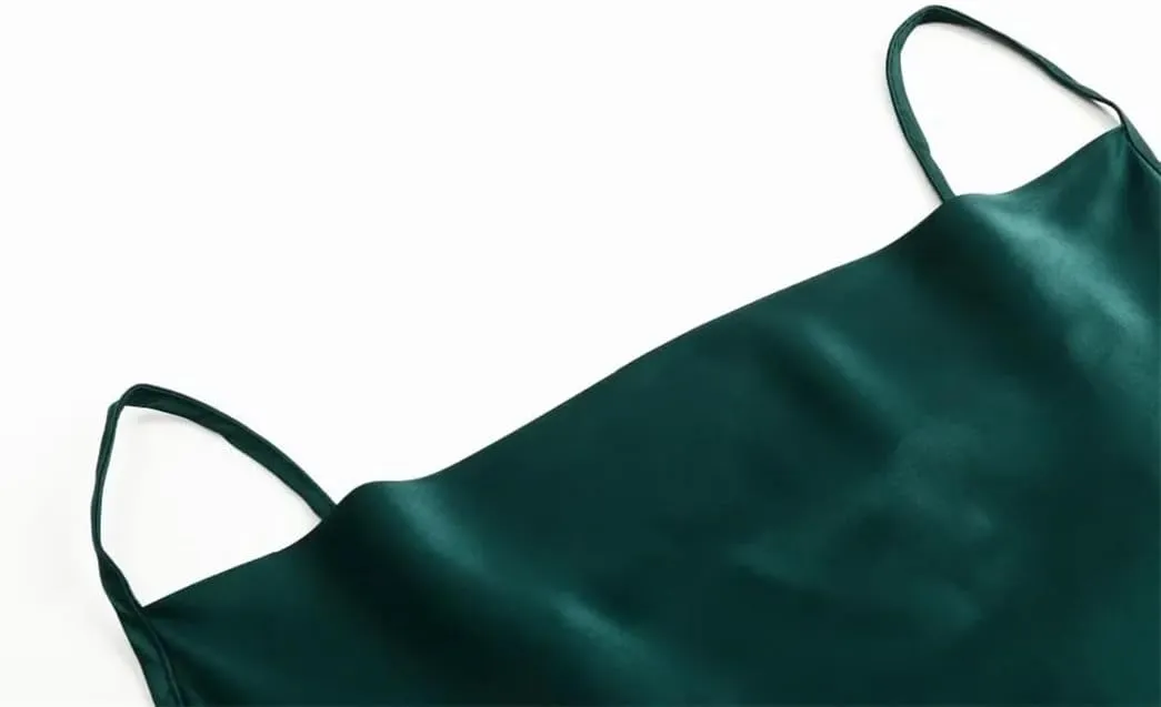 Women Spaghetti Strap Satin Camisole Tops Solid Color Tanks Femme Basic Sleeveless Cami Vest