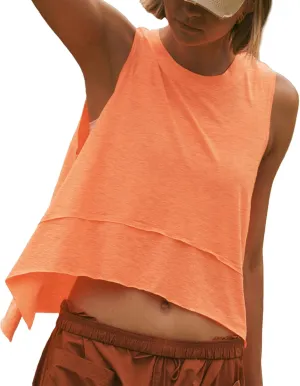 Women Workout Tank Tops Sleeveless Loose Athletic Yoga Running Gym Vest Asymmetrical Flowy Shirts