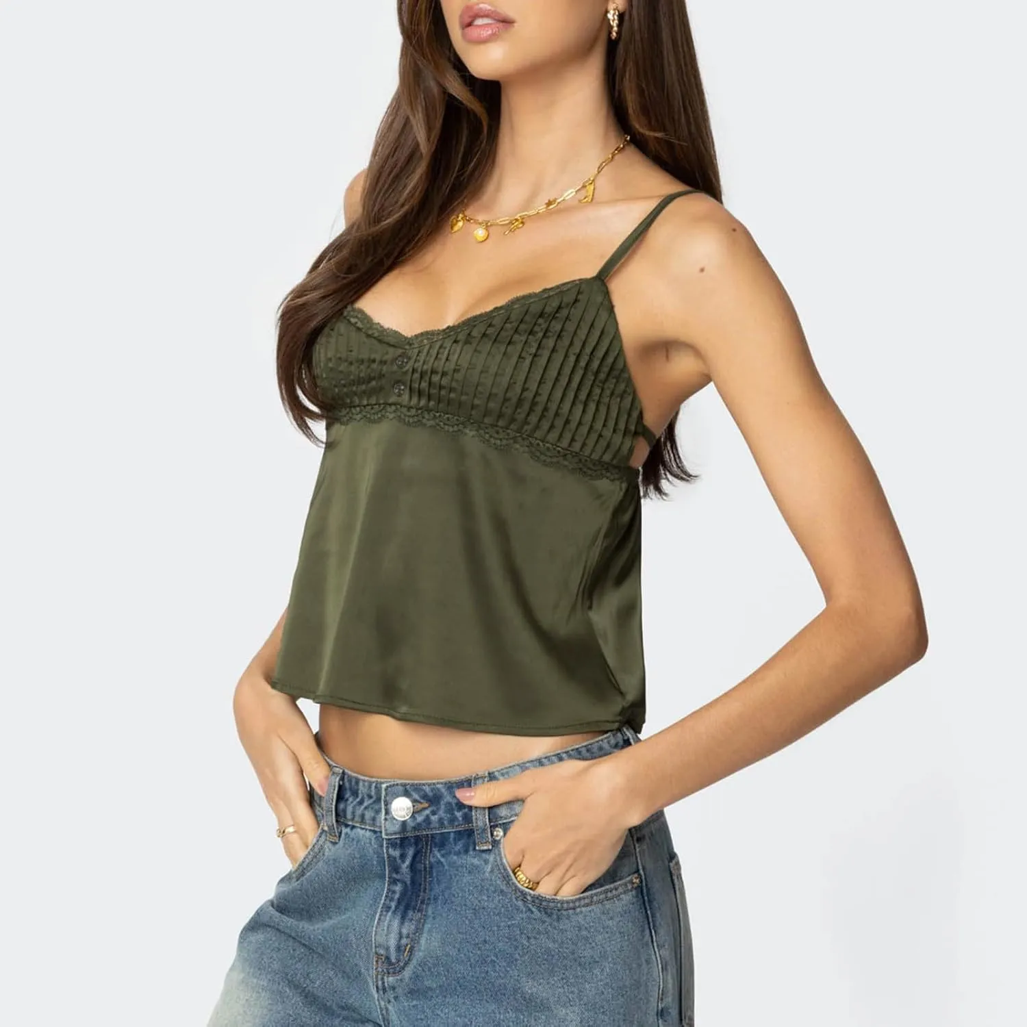Women Y2K Floral Babydoll Tank Top Sexy Spaghetti Strap V Neck Ruffle Cami Tops Sleeveless Peplum Shirts Camisoles
