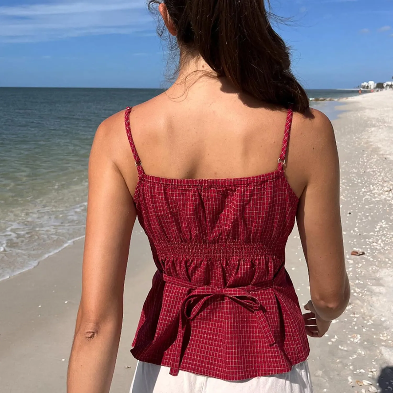 Women Y2K Floral Babydoll Tank Top Sexy Spaghetti Strap V Neck Ruffle Cami Tops Sleeveless Peplum Shirts Camisoles