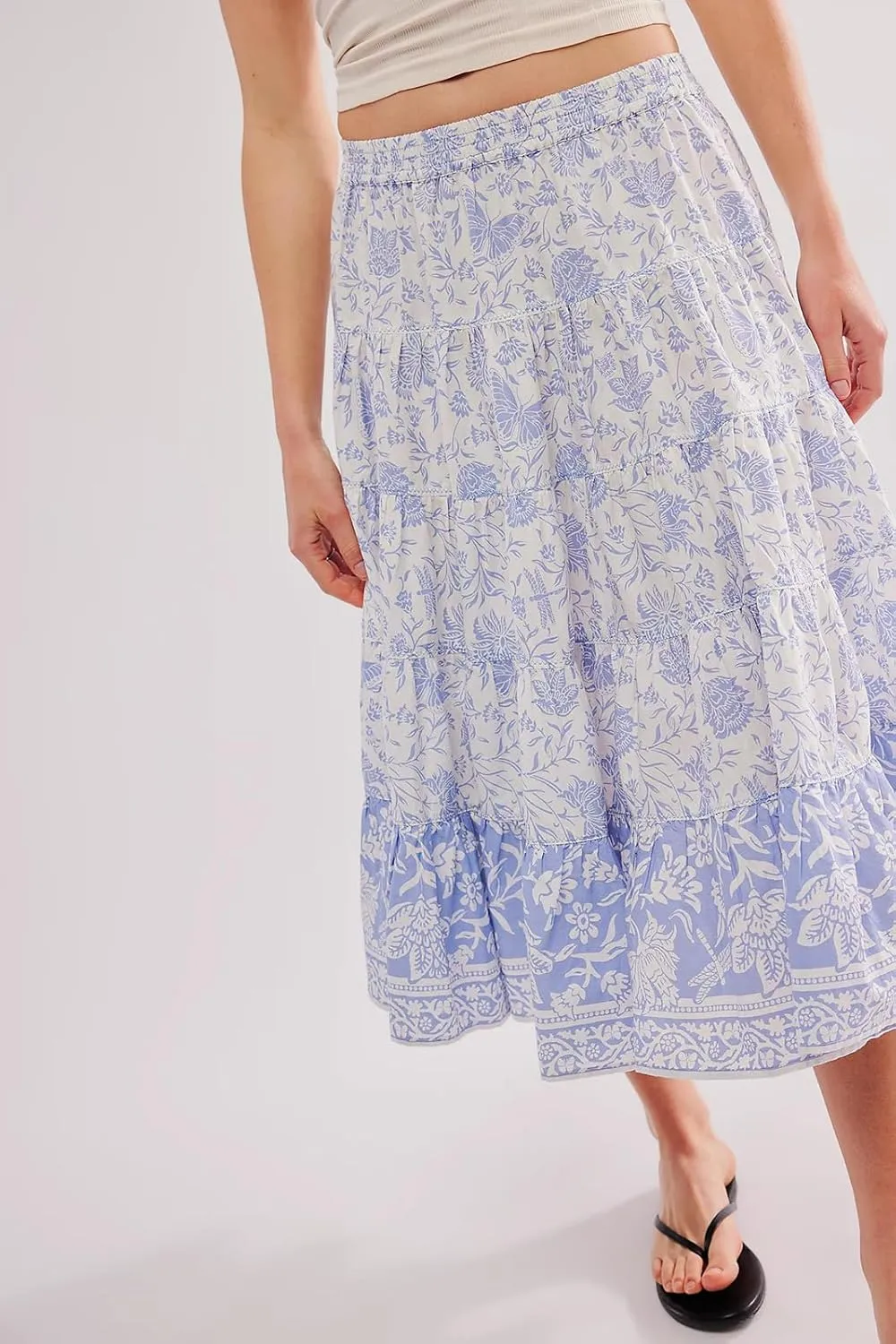 Women Y2K Plaid Maxi Skirt Elastic Waist Tie Up A Line Skirt Ruffle Hem Pleated Polka Dot Long Skirt Streetwear