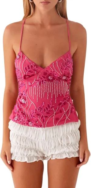 Women Y2k Sequin Sparkly Spaghetti Strap Crop Tops Sexy Halter Deep V Neck Open Back Tie Camisole Summer