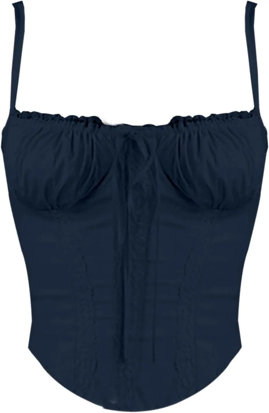 Womens Casual Fashion Summer Tank Tops Sexy Lace Trim Splicing Strappy Vest Solid Slimming Smocked Camisoles 2024