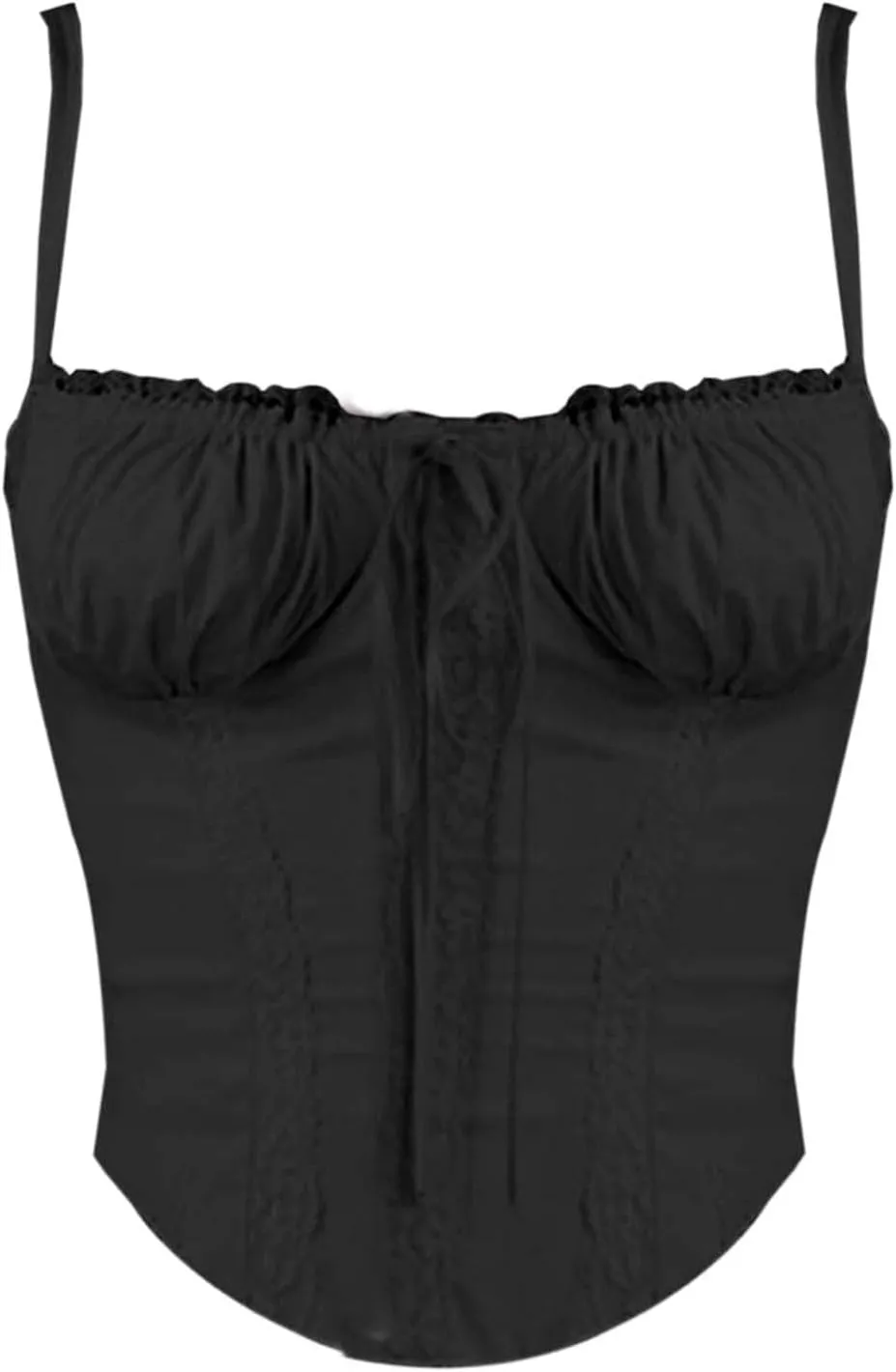 Womens Casual Fashion Summer Tank Tops Sexy Lace Trim Splicing Strappy Vest Solid Slimming Smocked Camisoles 2024