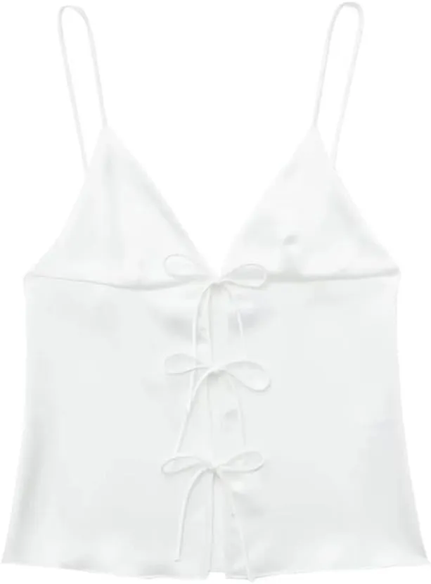 Women's Elegant V Neck Sleeveless Backless Y2k Bow Solid Color Camisole