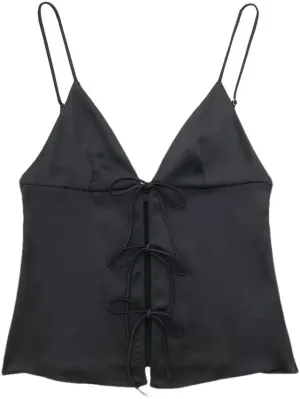 Women's Elegant V Neck Sleeveless Backless Y2k Bow Solid Color Camisole