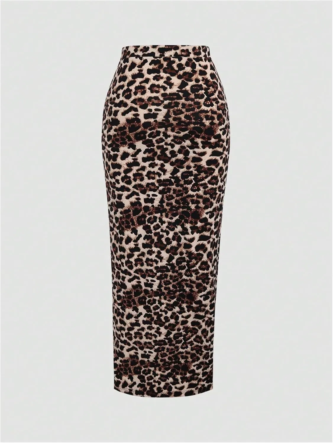 Women's Leopard Print Slit Split Maxi Skirt Ruched Y2K Long Skirts