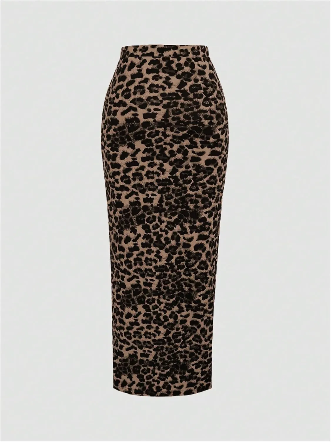 Women's Leopard Print Slit Split Maxi Skirt Ruched Y2K Long Skirts