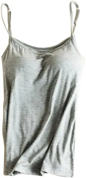 Women's Padded Bra Tank Top Spaghetti Strap Camisole With Built-In Bra Fitted Basic Solid Color Vest