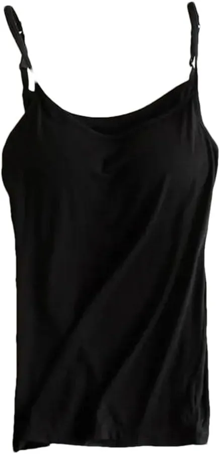 Women's Padded Bra Tank Top Spaghetti Strap Camisole With Built-In Bra Fitted Basic Solid Color Vest